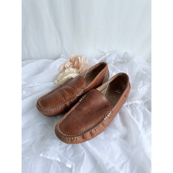 POLO Ralph Lauren Mens 11 D WOODLEY Driving Loafers Moccasins Brown Leather - Picture 2 of 11